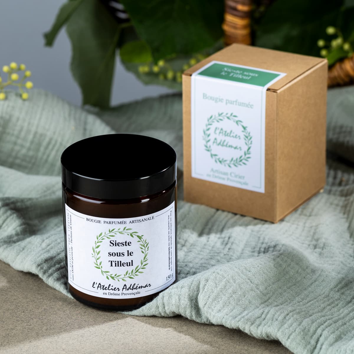 Bougie parfumée artisanale Sieste sous le Tilleul L'Atelier Adhémar