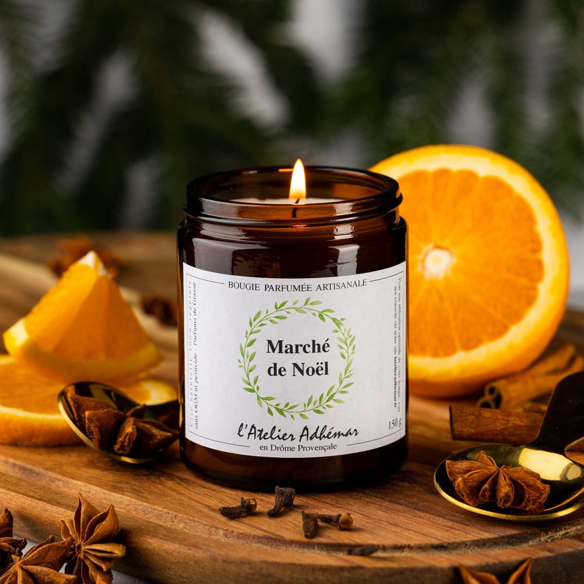 Bougie parfumée artisanale Marché de Noël L'Atelier Adhémar