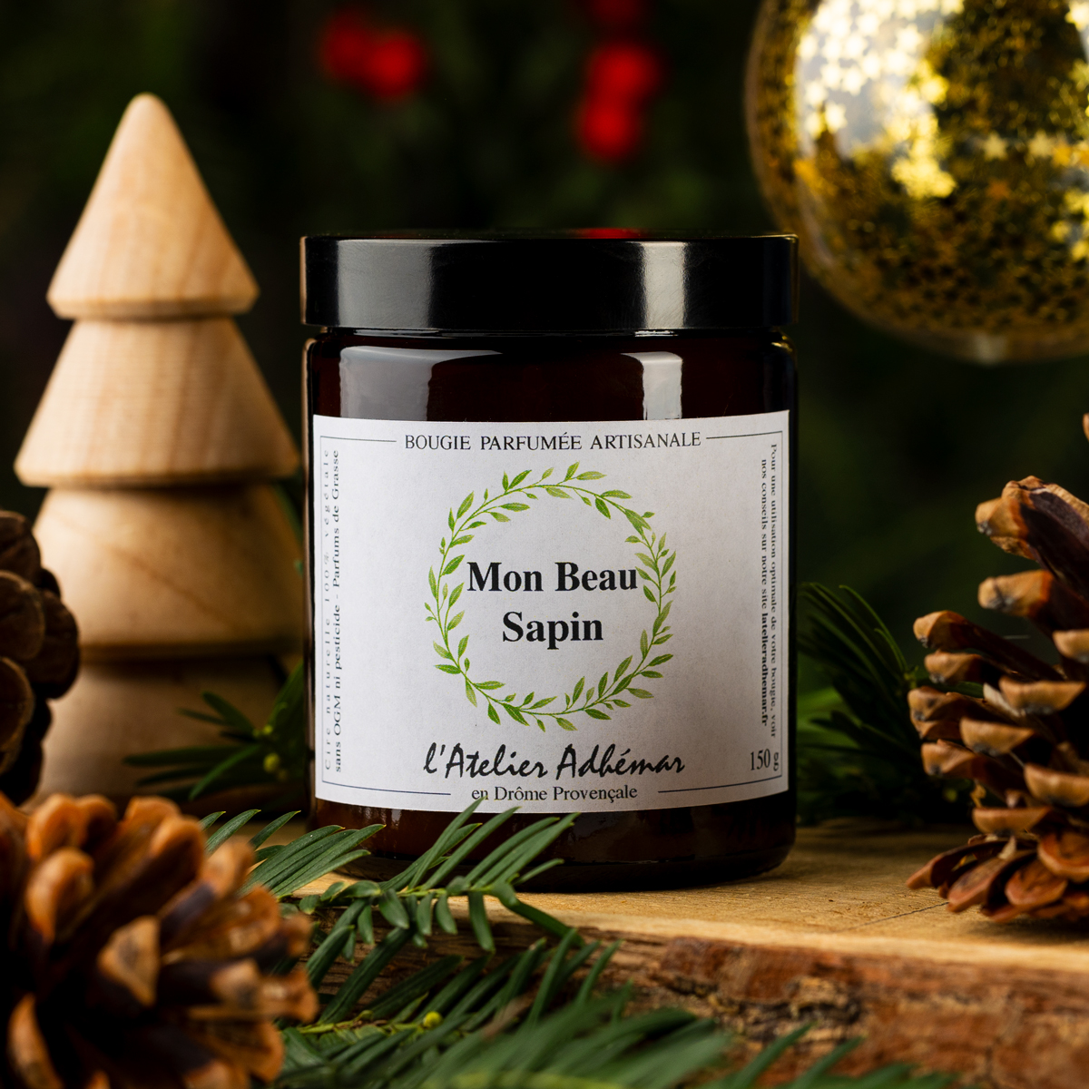 Bougie parfumée artisanale Mon Beau Sapin L'Atelier Adhémar