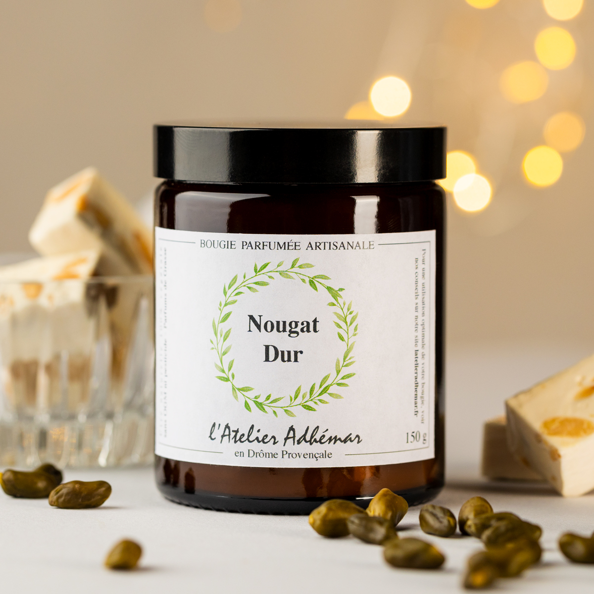 Bougie parfumée artisanale Nougat Dur L'Atelier Adhémar